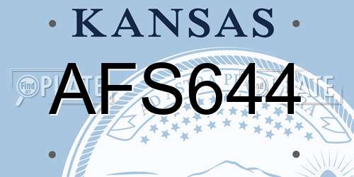 AFS644 Kansas License Plate
