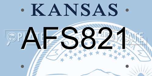 AFS821 Kansas License Plate