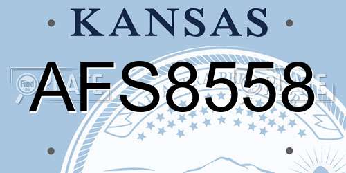AFS8558 Kansas License Plate