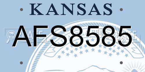 AFS8585 Kansas License Plate