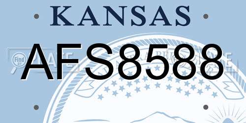 AFS8588 Kansas License Plate