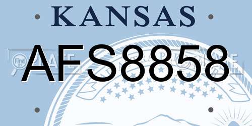 AFS8858 Kansas License Plate