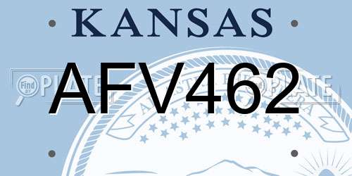AFV462 Kansas License Plate