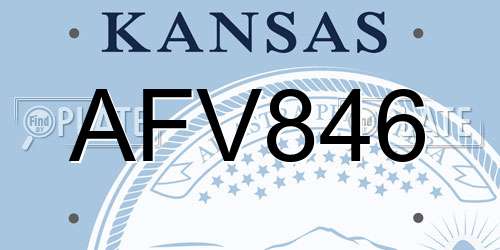 AFV846 Kansas License Plate