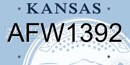 AFW1392 Kansas License Plate