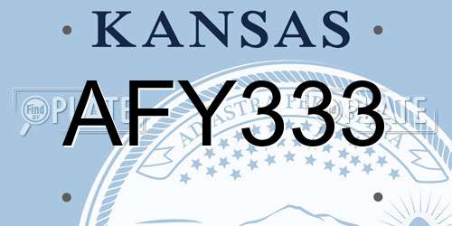 AFY333 Kansas License Plate