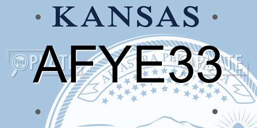 AFYE33 Kansas License Plate