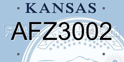 AFZ3002 Kansas License Plate