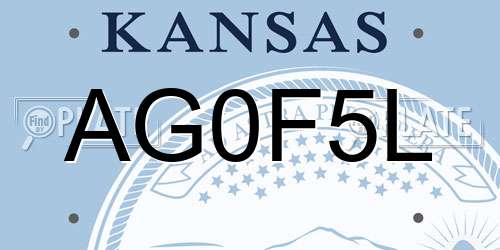 AG0F5L Kansas License Plate