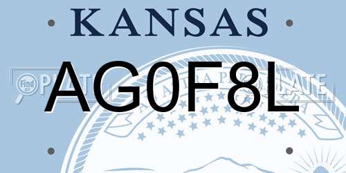AG0F8L Kansas License Plate