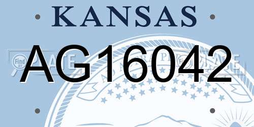 AG16042 Kansas License Plate