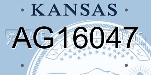 AG16047 Kansas License Plate