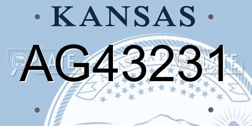 AG43231 Kansas License Plate