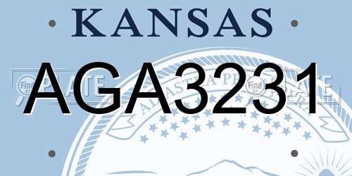 AGA3231 Kansas License Plate