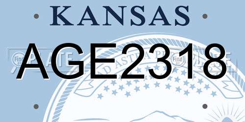 AGE2318 Kansas License Plate