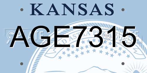 AGE7315 Kansas License Plate