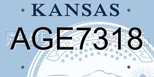 AGE7318 Kansas License Plate