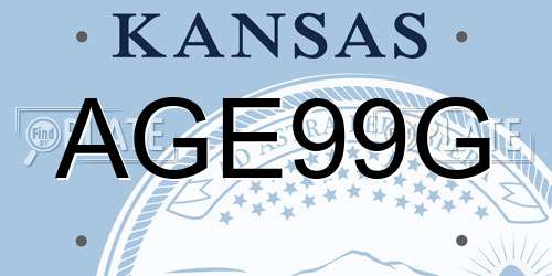 AGE99G Kansas License Plate