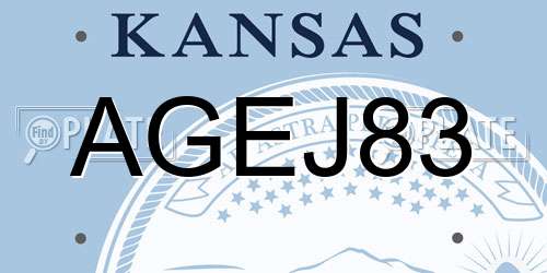AGEJ83 Kansas License Plate