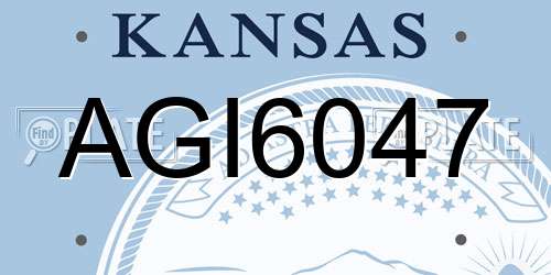 AGI6047 Kansas License Plate
