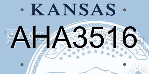 AHA3516 Kansas License Plate