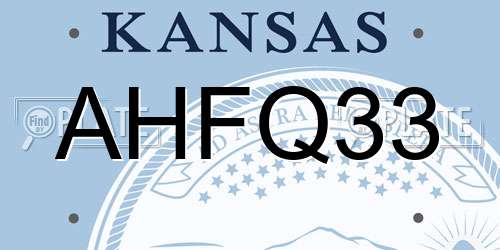 AHFQ33 Kansas License Plate