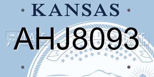 AHJ8093 Kansas License Plate