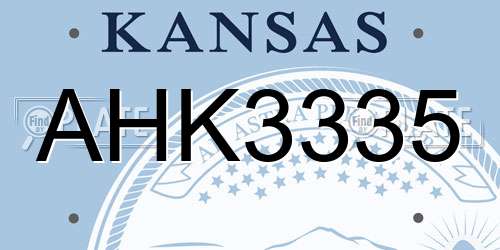 AHK3335 Kansas License Plate