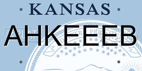 AHKEEEB Kansas License Plate