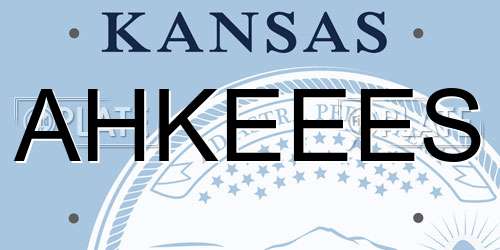 AHKEEES Kansas License Plate