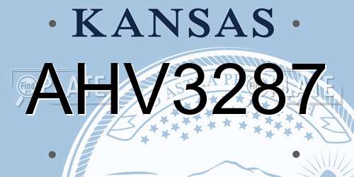 AHV3287 Kansas License Plate