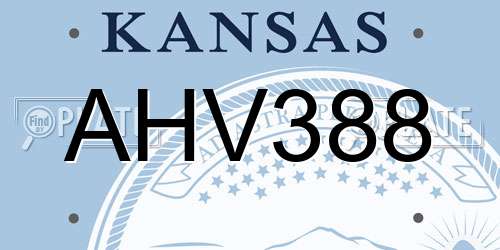 AHV388 Kansas License Plate