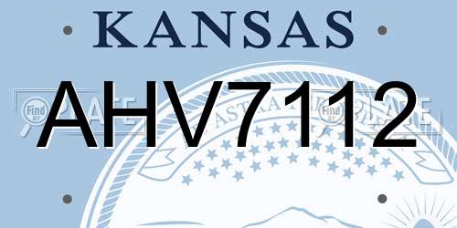 AHV7112 Kansas License Plate