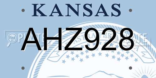 AHZ928 Kansas License Plate