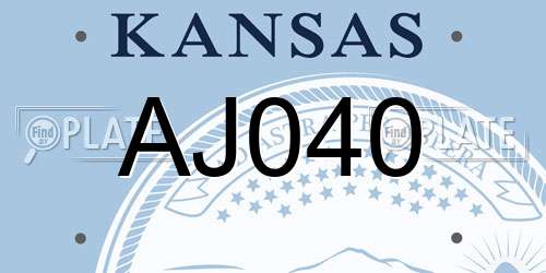 AJ040 Kansas License Plate
