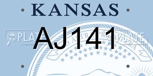 AJ141 Kansas License Plate
