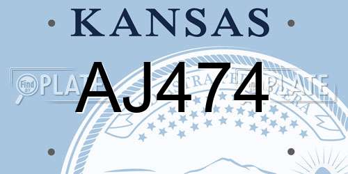 AJ474 Kansas License Plate