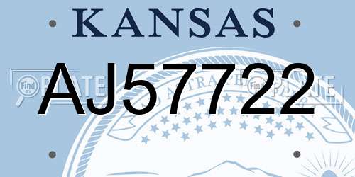 AJ57722 Kansas License Plate