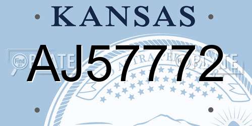 AJ57772 Kansas License Plate