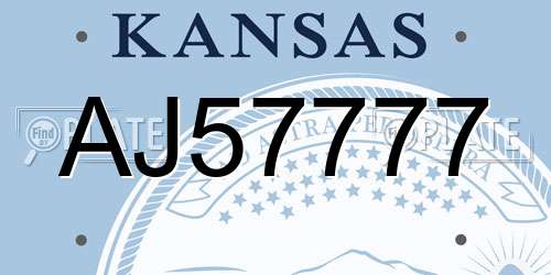 AJ57777 Kansas License Plate
