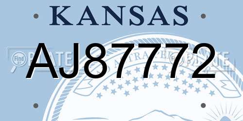 AJ87772 Kansas License Plate
