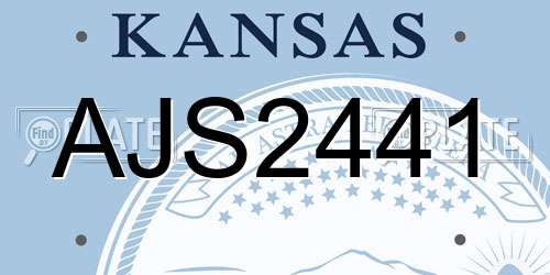 AJS2441 Kansas License Plate