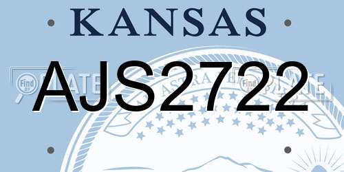 AJS2722 Kansas License Plate
