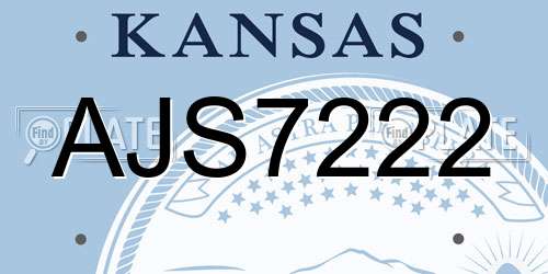 AJS7222 Kansas License Plate