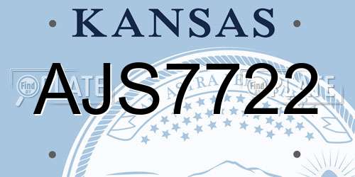 AJS7722 Kansas License Plate