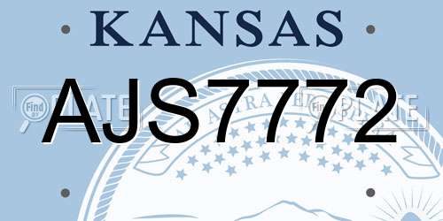 AJS7772 Kansas License Plate