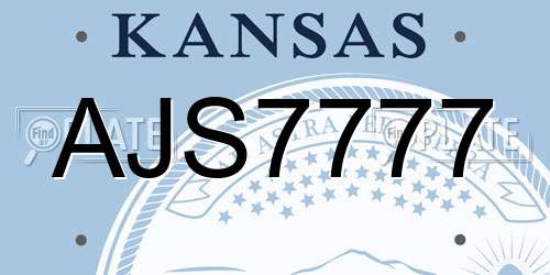 AJS7777 Kansas License Plate