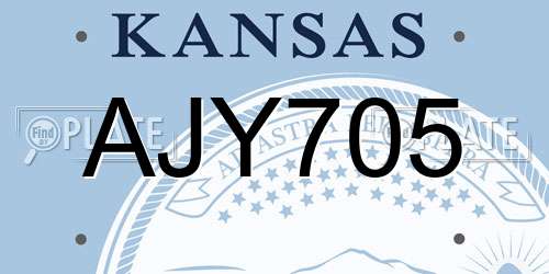 AJY705 Kansas License Plate