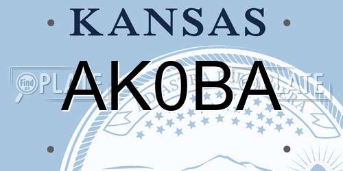 AK0BA Kansas License Plate