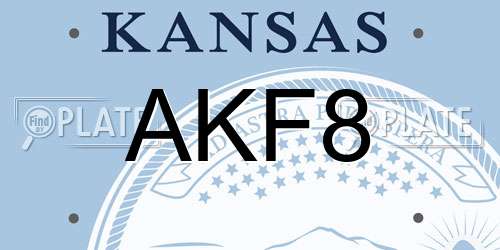 AKF8 Kansas License Plate